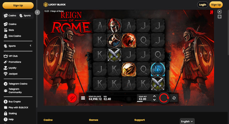 An image of Lucky Block from our Reign of Rome Slot review