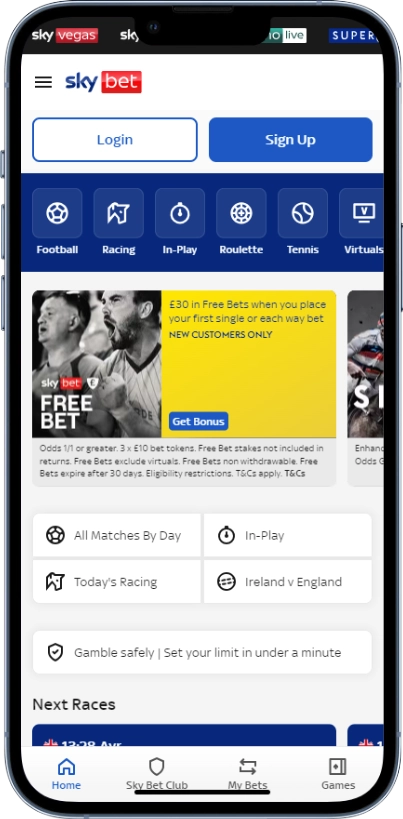 SkyBet Mobile Football Betting