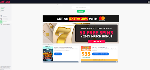 Slots of Vegas Casino's welcome bonus