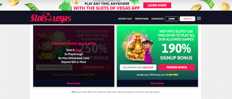 Slots of Vegas Bonus T&Cs