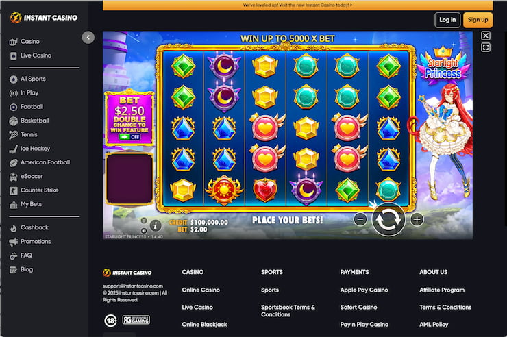 A look at the Starlight Princess slot at Instant Casino