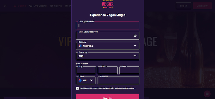 VegasNow Registration Process