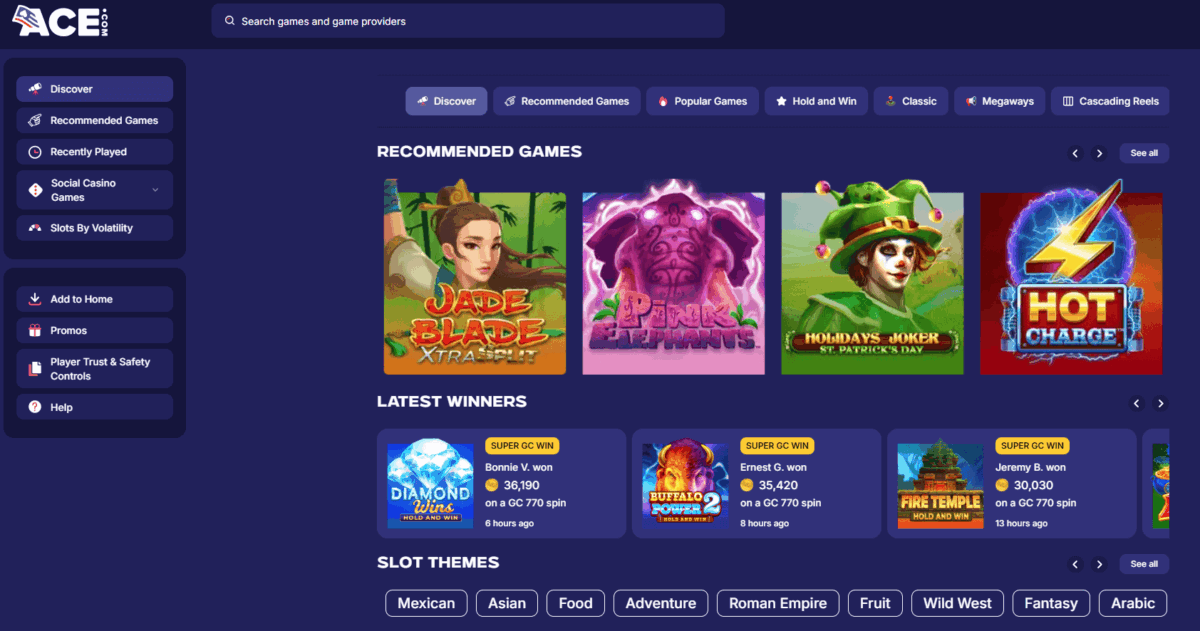 ACE.com lobby screenshot
