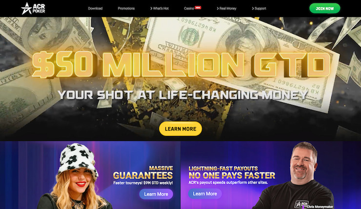 A screenshot of the ACR Poker $50 million tournament
