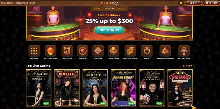 amunra best Saudi Arabia online casino for live dealer games