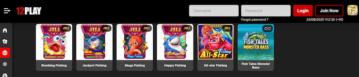 assortment of fishing games as seen at 12play online casino in thailand