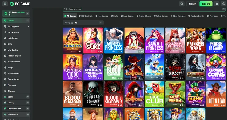bcgame_princess_search_slot review