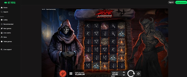 betninja dark summoning slot review