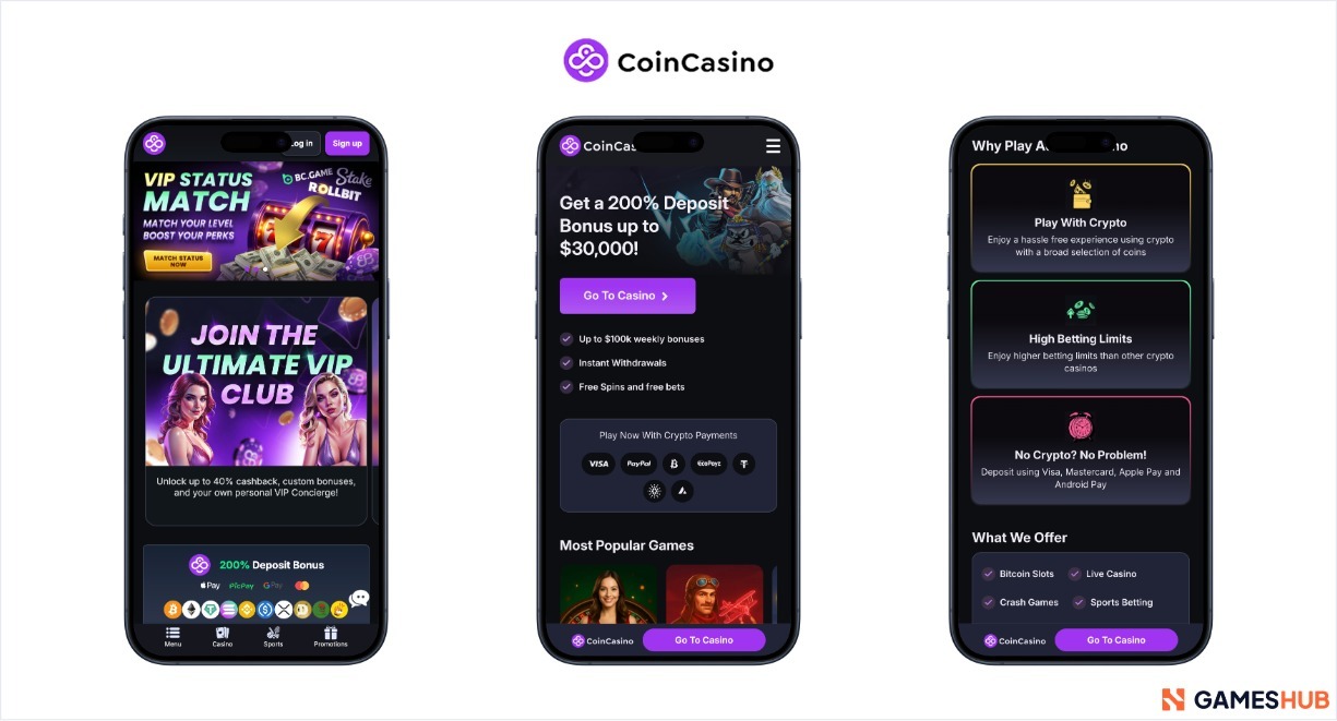 A snapshot of CoinCasino's Blueprint Gaming casino