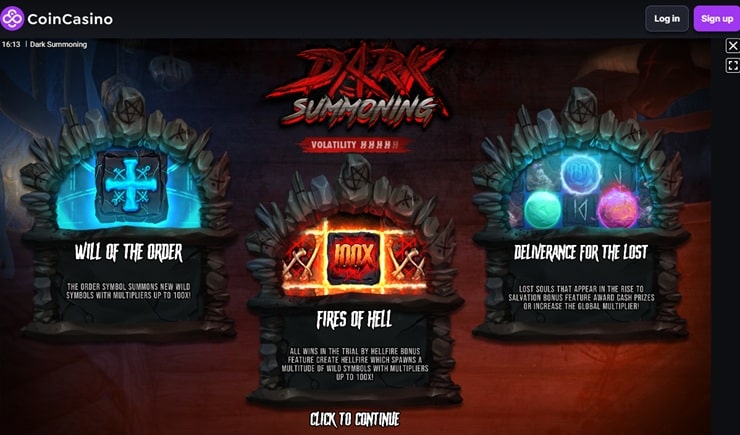coincasino dark summoning slot review