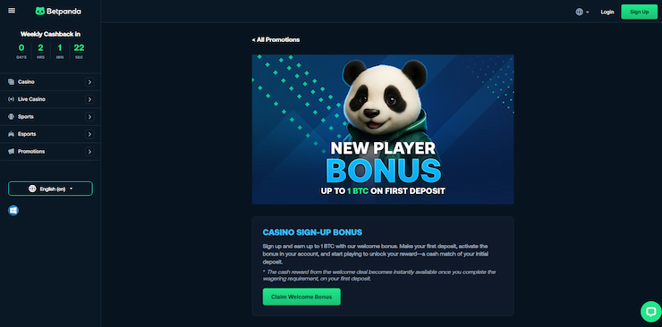 More detailed look at the 1 BTC welcome offer you can grab by signing up to BetPanda.