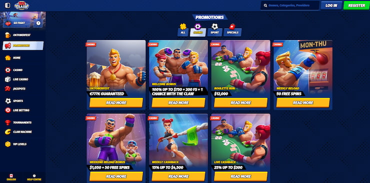 Overview of the types of promotions available at eCheck casinos in Canada, namely at Big Clash.