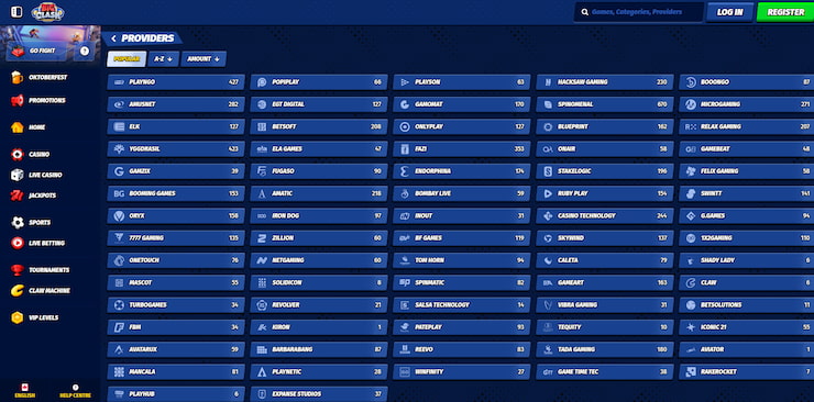 Huge list featuring over 70 providers that have partnered with Big Clash to shower players with stellar games.