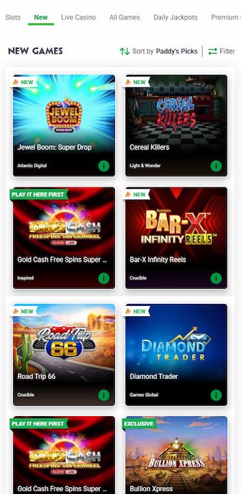 An overview of the slot games you'll find at Paddy Power
