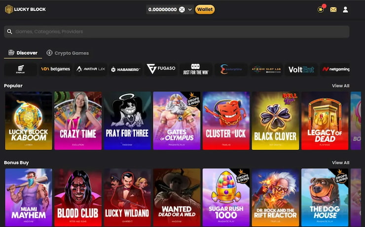 Lucky Block home page