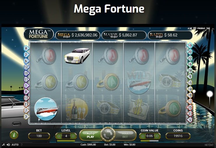 View of Mega Fortune - a popular NetEnt slot.