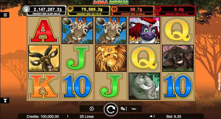 The Mega Moolah free casino slot