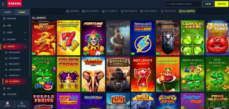 a screenshot of rabona, the best online casino in Saudi Arabia for jackpots