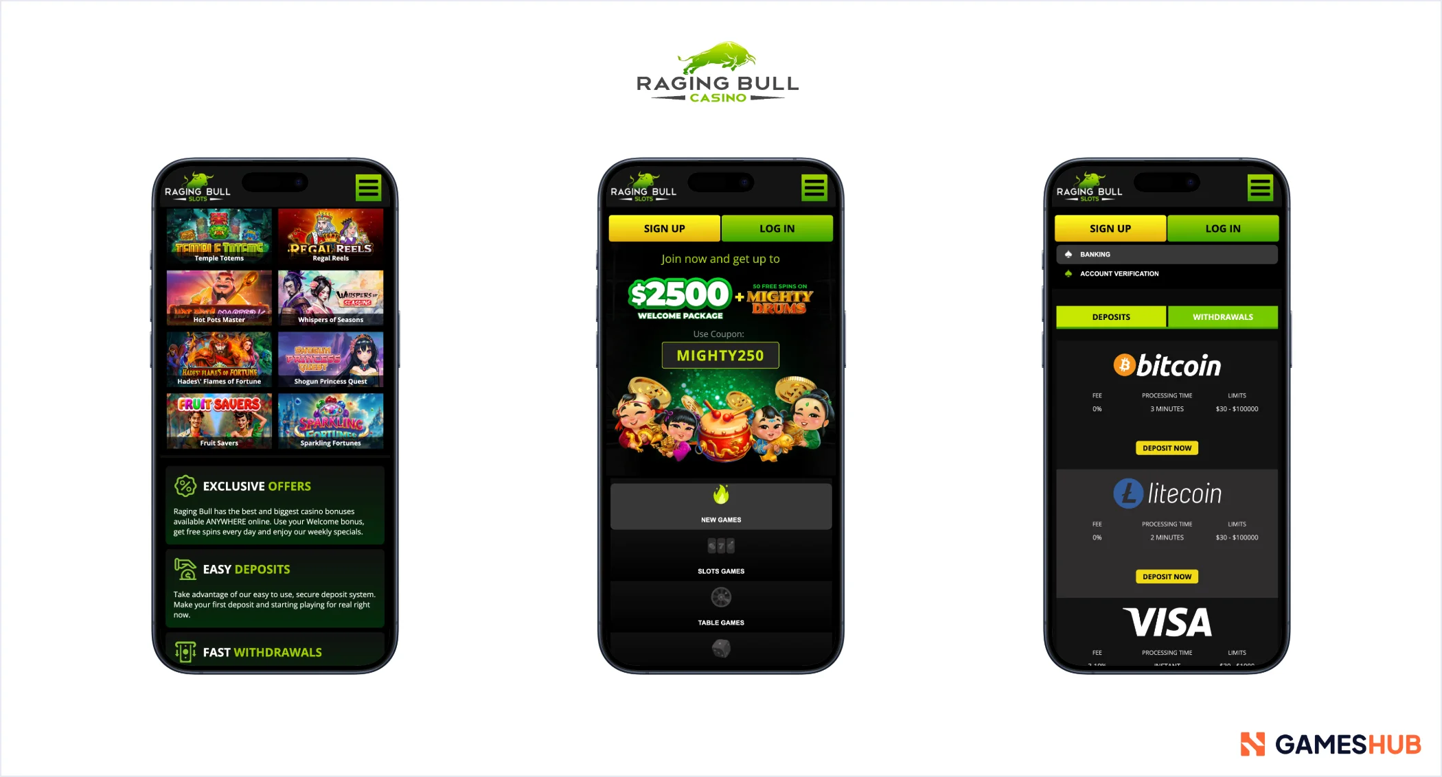 Raging Bull Online Casino in Louisiana - Mobile Lobby
