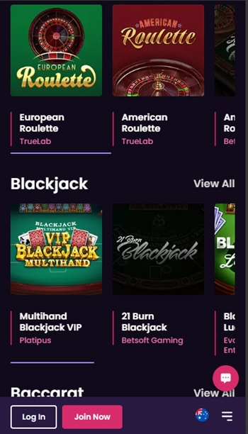 vegas now table games at real money casino app in AU