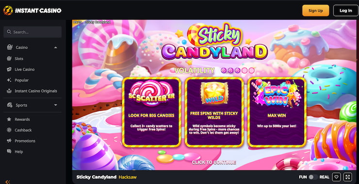 A glance at some of the Sticky Candyland slot bonus rounds, as seen at Instant Casino
