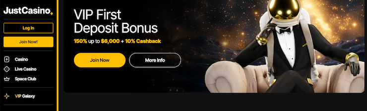 A glance at the VIP welcome promotion at JustCasino Australia