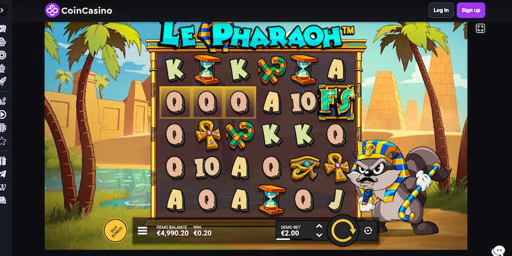 A look at the Le Pharaoh slot at the Coin Casino mobile app in Iceland