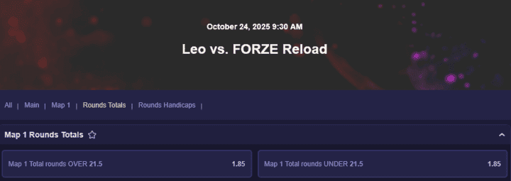 An example of a CS2 totals bet