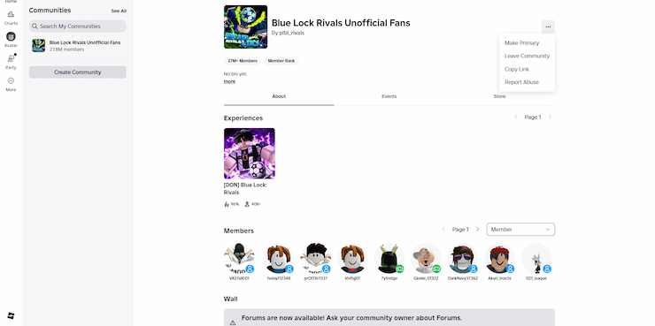 Image highlighting where players need to go to join the game's group and qualify for Blue Lock Rivals codes.