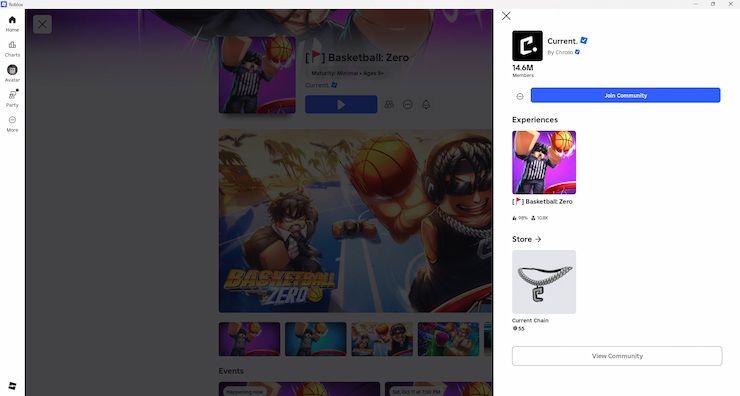 A screenshot indicating how you can join the game's community to start benefitting from Basketball Zero codes.