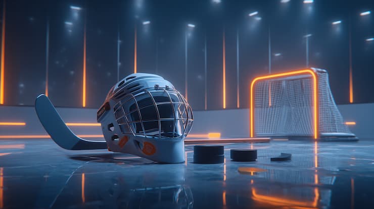 It's a screenshot of a CGI image depicting Canada betting sites with pieces of hockey equipment.
