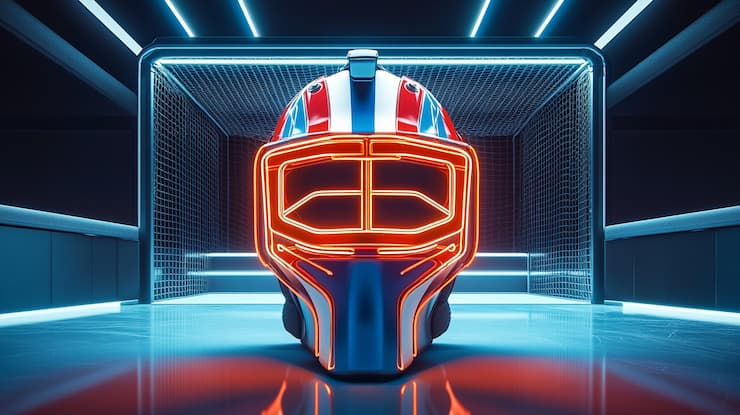 It's an AI picture of a hockey goalies helmet in the colors of Quebec's own Montreal Canadiens.