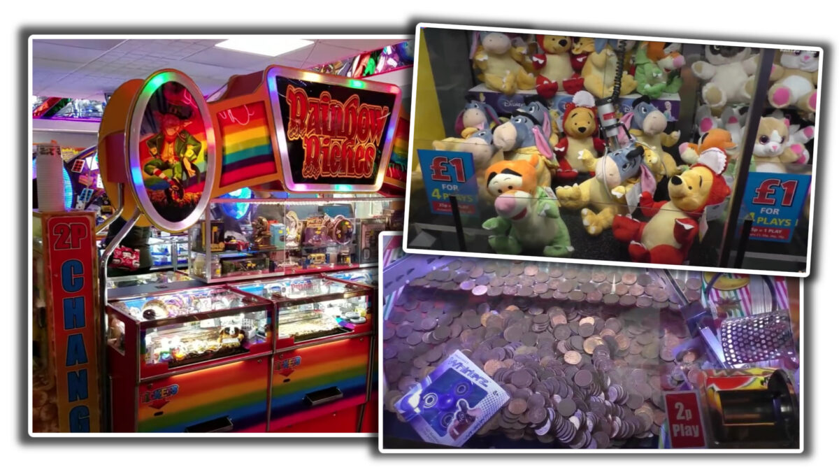 Coin pusher and crane grabs