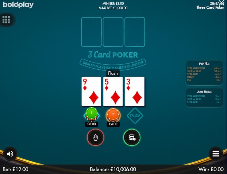 Free 3 card poker