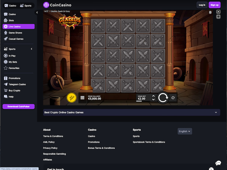 Playing Gladius: Death Or Glory at CoinCasino