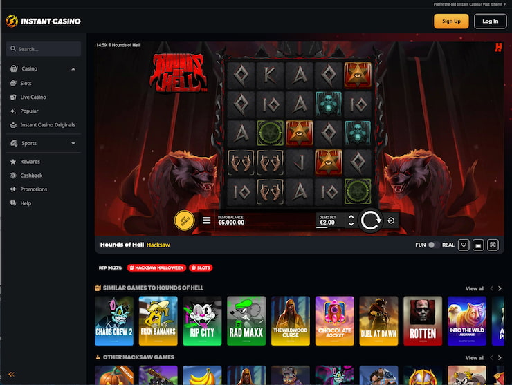 Checking out Hounds of Hell at Instant Casino