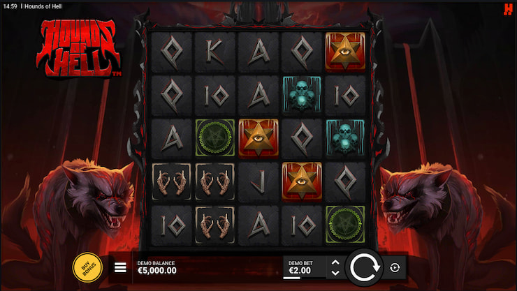 A screenshot from our Hounds of Hell slot review
