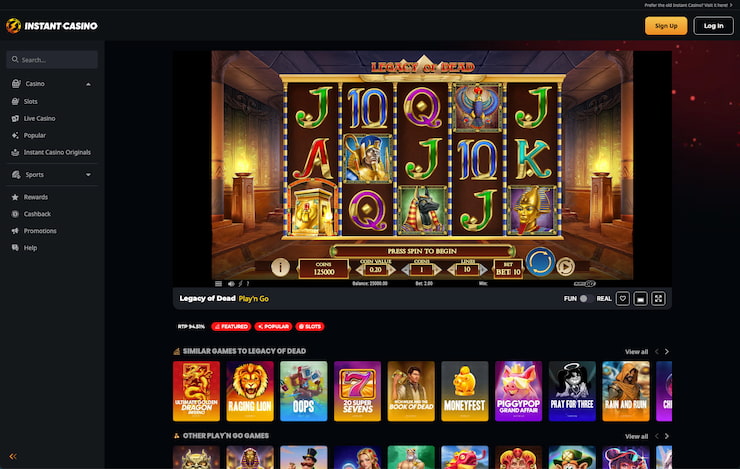 Playing Legacy of Dead at Instant Casino