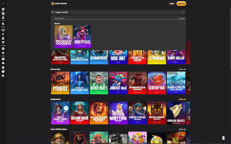Lucky Block's Mega Moolah offering