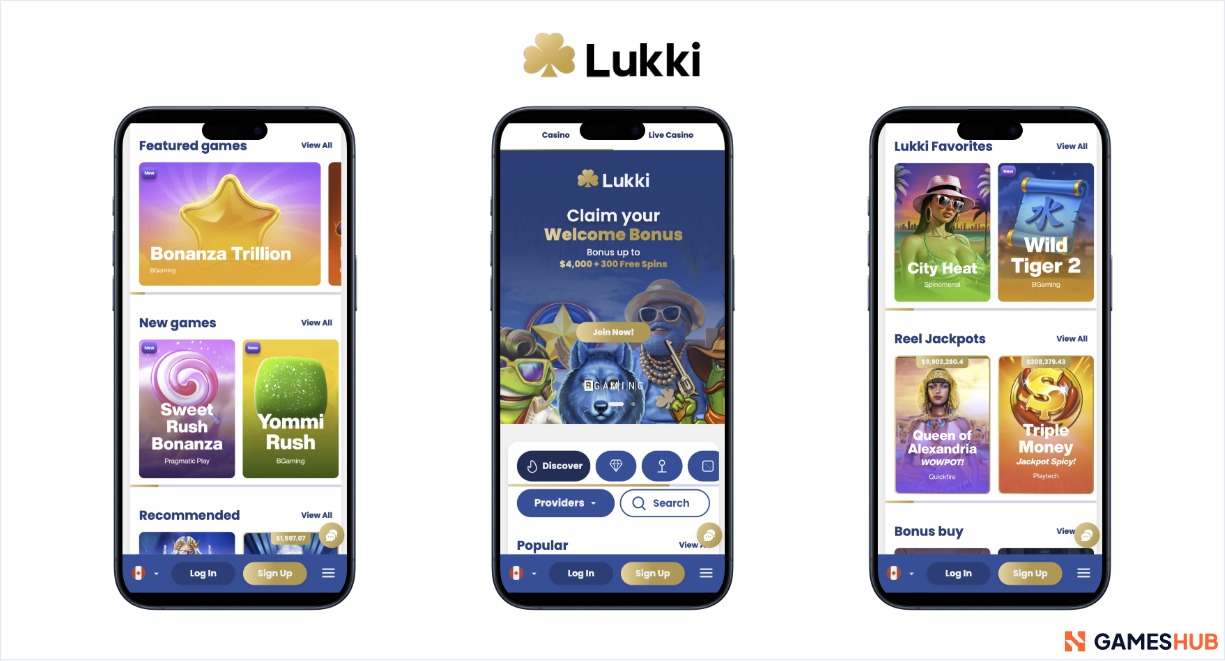 Screenshots of Lukki on mobile