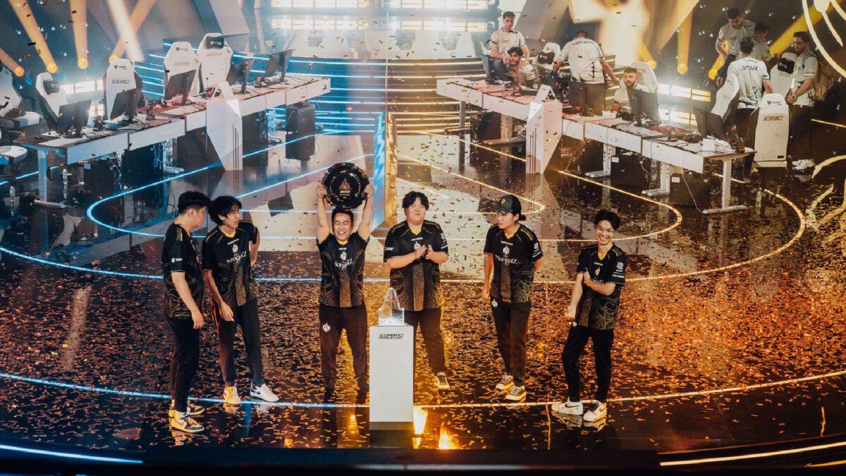 The MongolZ celebrate winning Counter-Srike 2 at the 2025 Esports World Cup