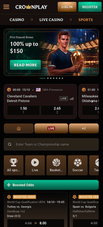 NBA betting lines as seen at the CrownPlay Aussie Bookmaker