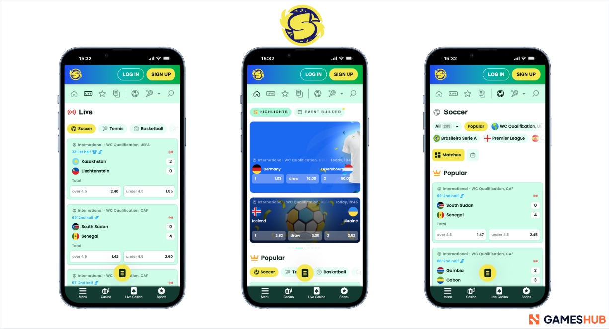 A mobile view of Samba slot sports betting for South Africa