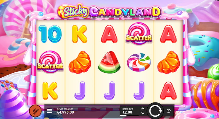 Scatter symbols, as seen on the Sticky Candyland slot demo at Samba Slots