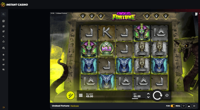 A snapshot showing Undead Fortune free play game on Instant Casino A snapshot showing the Undead Fortune free play game on Instant Casino