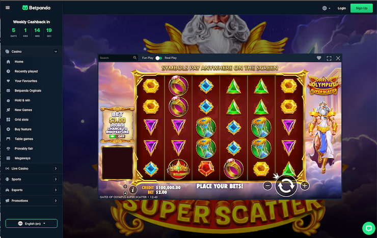 Playing Gates of Olympus Super Scatter at Betpanda