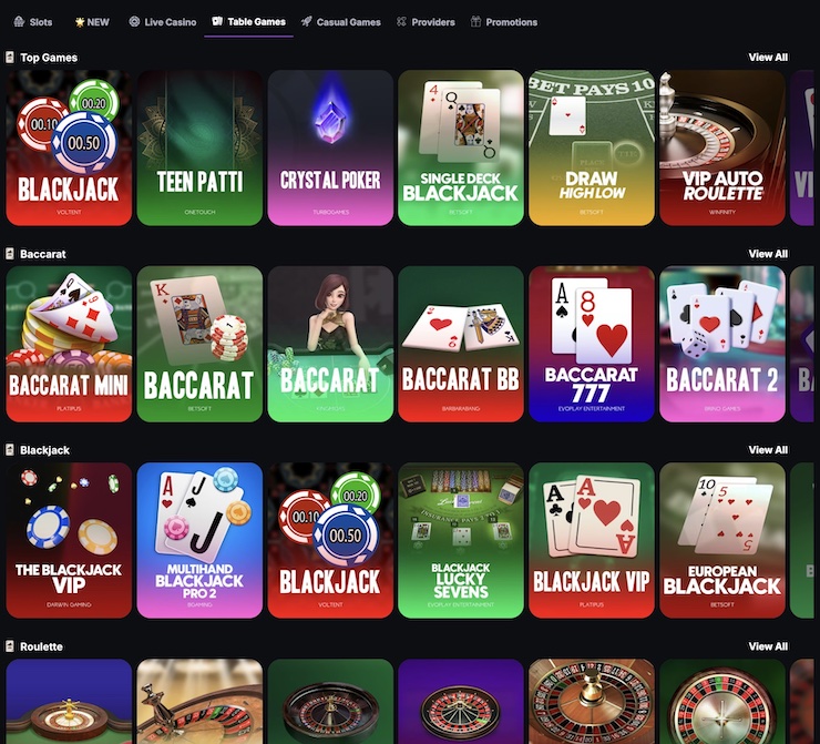 Table Games at CoinCasino
