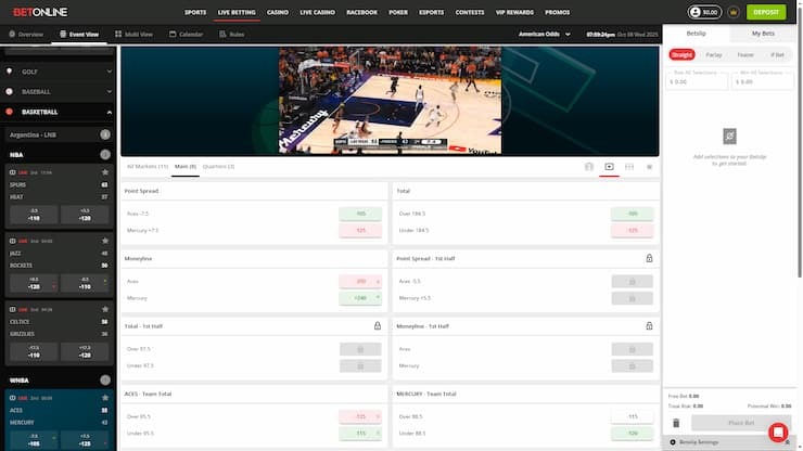 WNBA Finals live stream as seen at BetOnline