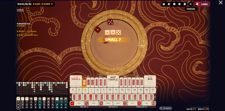 A closer look at one of the free online Sic Bo games you can find and play on our page.