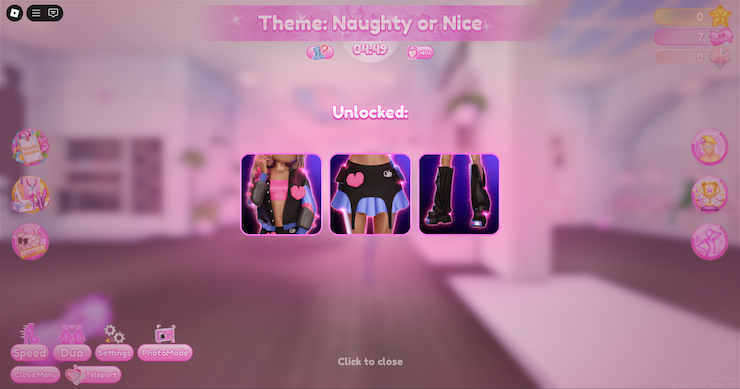 A sneak peek at the kinds of cosmetic items you can grab by using Dress to Impress codes.